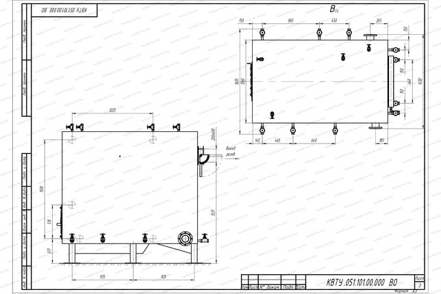 Чертеж водогрейного котла КВр 0.6 с охлаждаемой уголковой решеткой